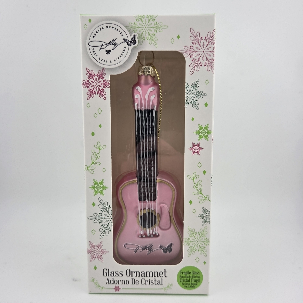 Dolly Parton Pink Guitar Glass Christmas Ornament NEW 2025 Merch Dolly!